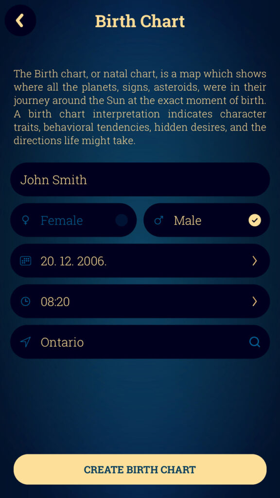 View your birth chart in our app