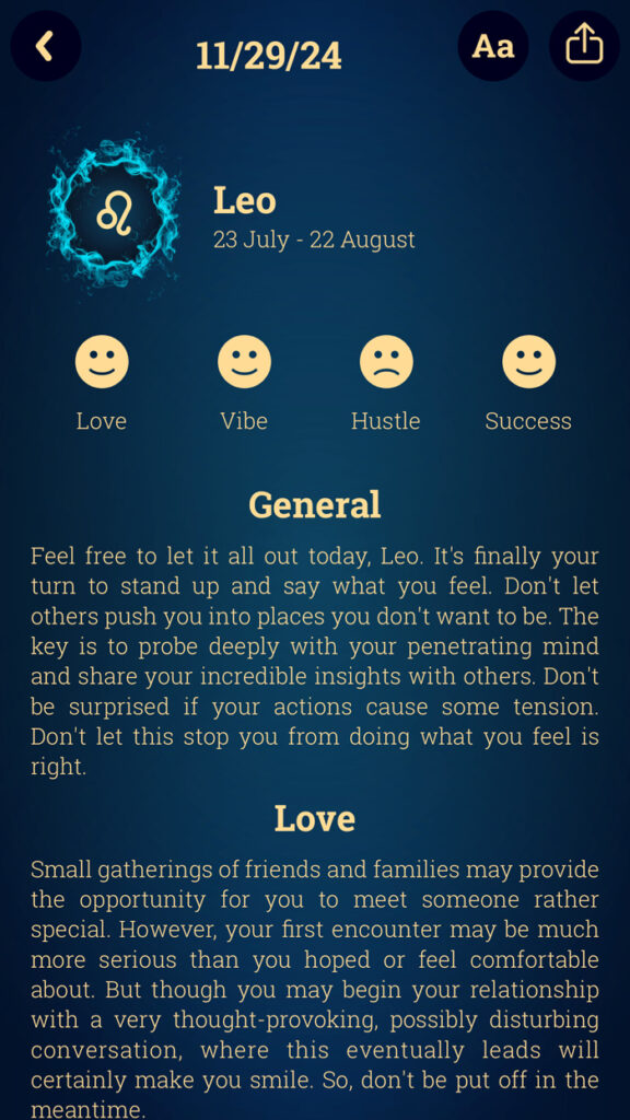 Get your daily dose of cosmic guidance with our daily horoscope feature. Find out what the stars have in store for you each day and make the most of your day.
